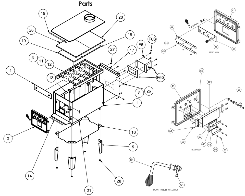 Diagram Diagram and Parts List for TR008  US Stove Company Heating Stove